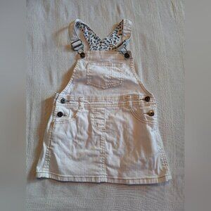 Mini Boden girls size 4-5 years off white overall skirt heart back pockets